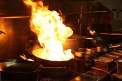 Wok on fire